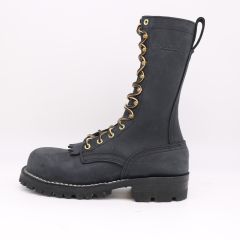 10" height, all smooth black leather, black edge, lug sole